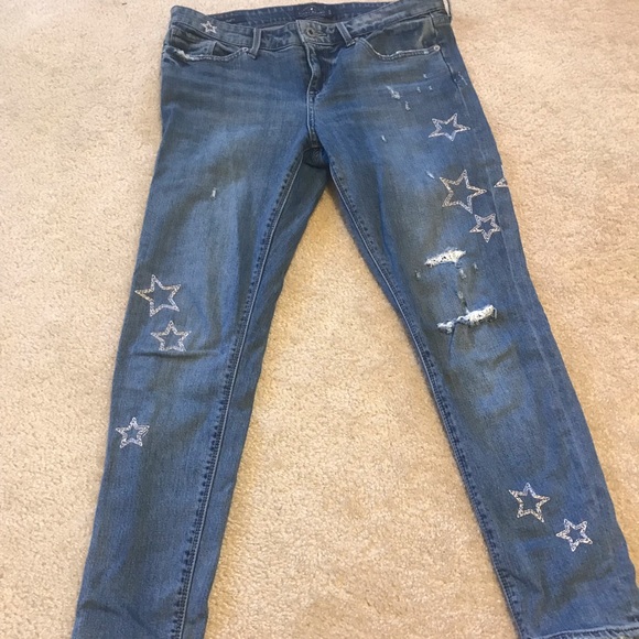 star embroidered jeans